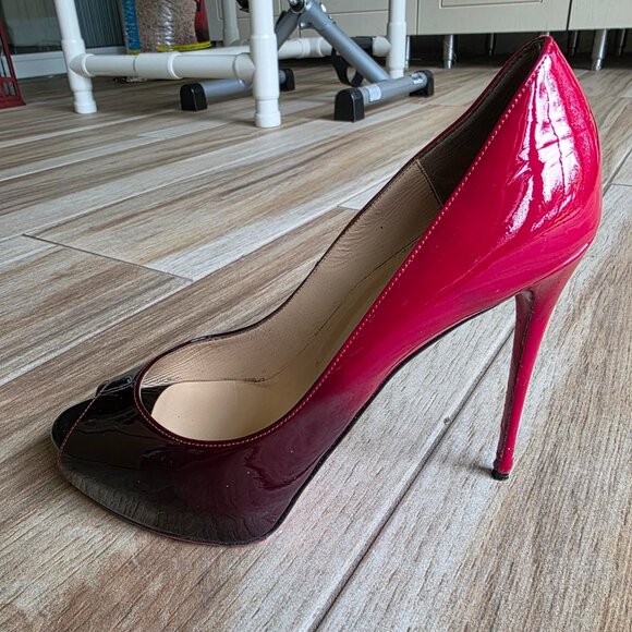 Christian Louboutin Pumps Very Price 120 Ombre Red Black Open Toe Pump Eur.40.5 - Picture 1 of 15